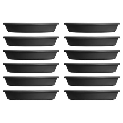 HC Companies Classic 21.13 Inch Round Saucer Tray for Pots, Black (12 Pack)