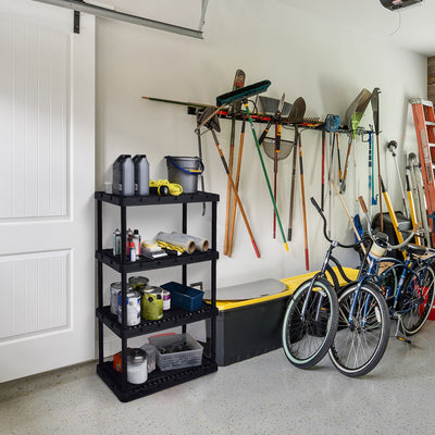 Gracious Living 4 Shelf Knect-A-Shelf Heavy Duty Storage Unit, Black (Open Box) - VMInnovations