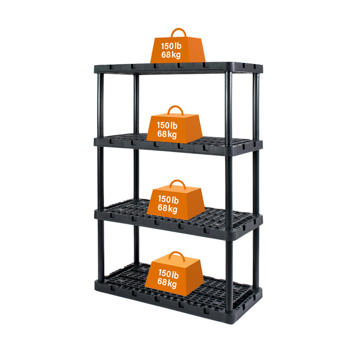 Gracious Living 4 Shelf Knect A Shelf Ventilated Storage Unit, Black (3 Pack)