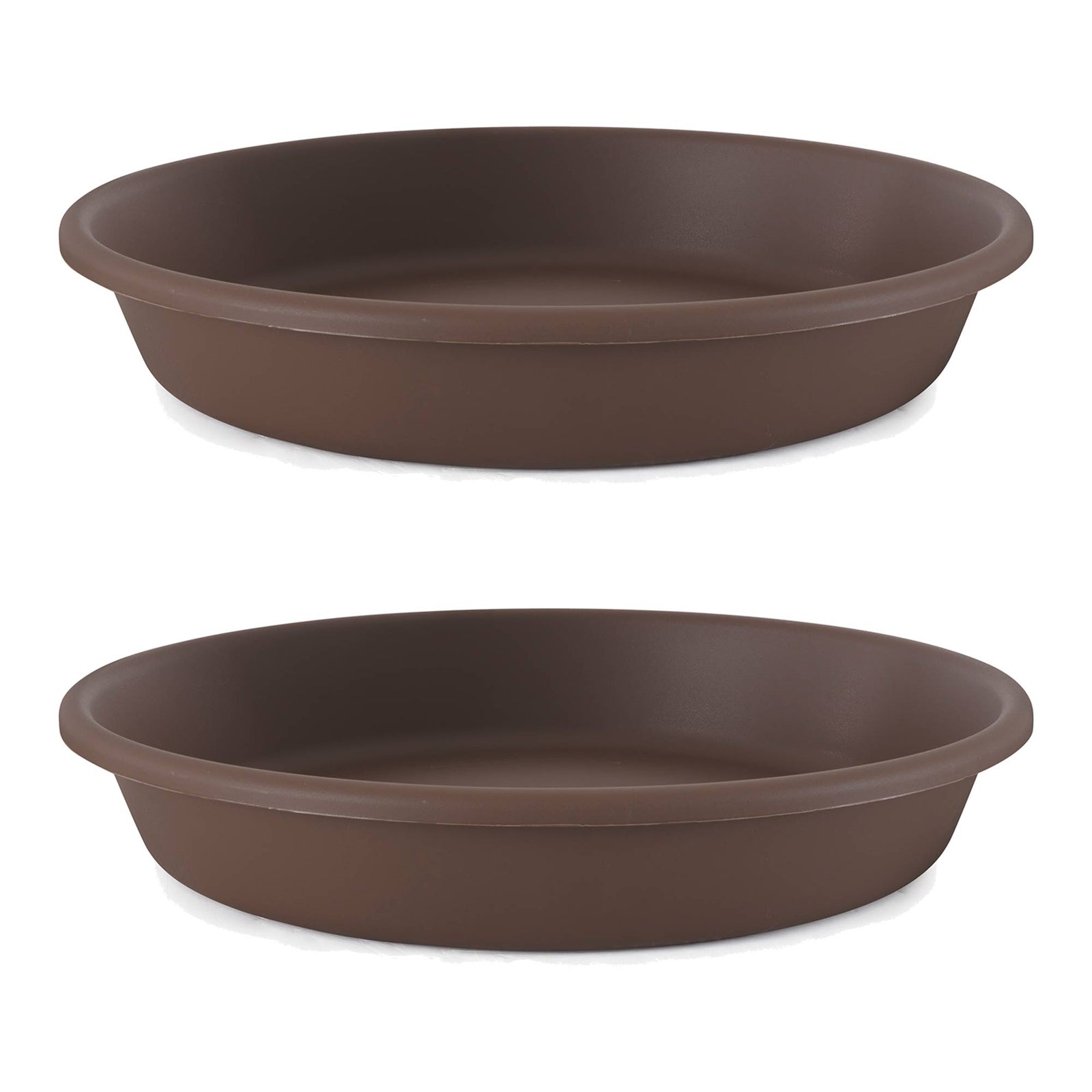 The HC Companies Classic 21" Deep Plastic Round Plant Pot Saucer, Brown (2 Pack) - VMInnovations