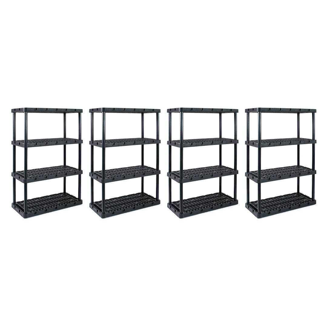 Gracious Living 4 Shelf Knect A Shelf Ventilated Storage Unit, Black (4 Pack)