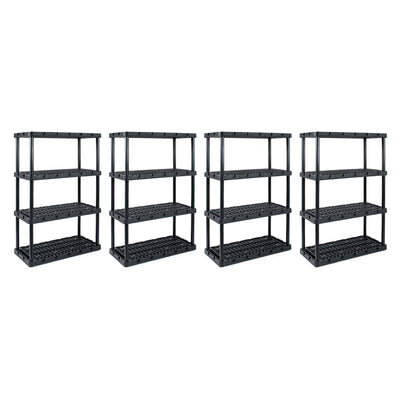 Gracious Living 4 Shelf Knect A Shelf Ventilated Storage Unit, Black, 4 Pack