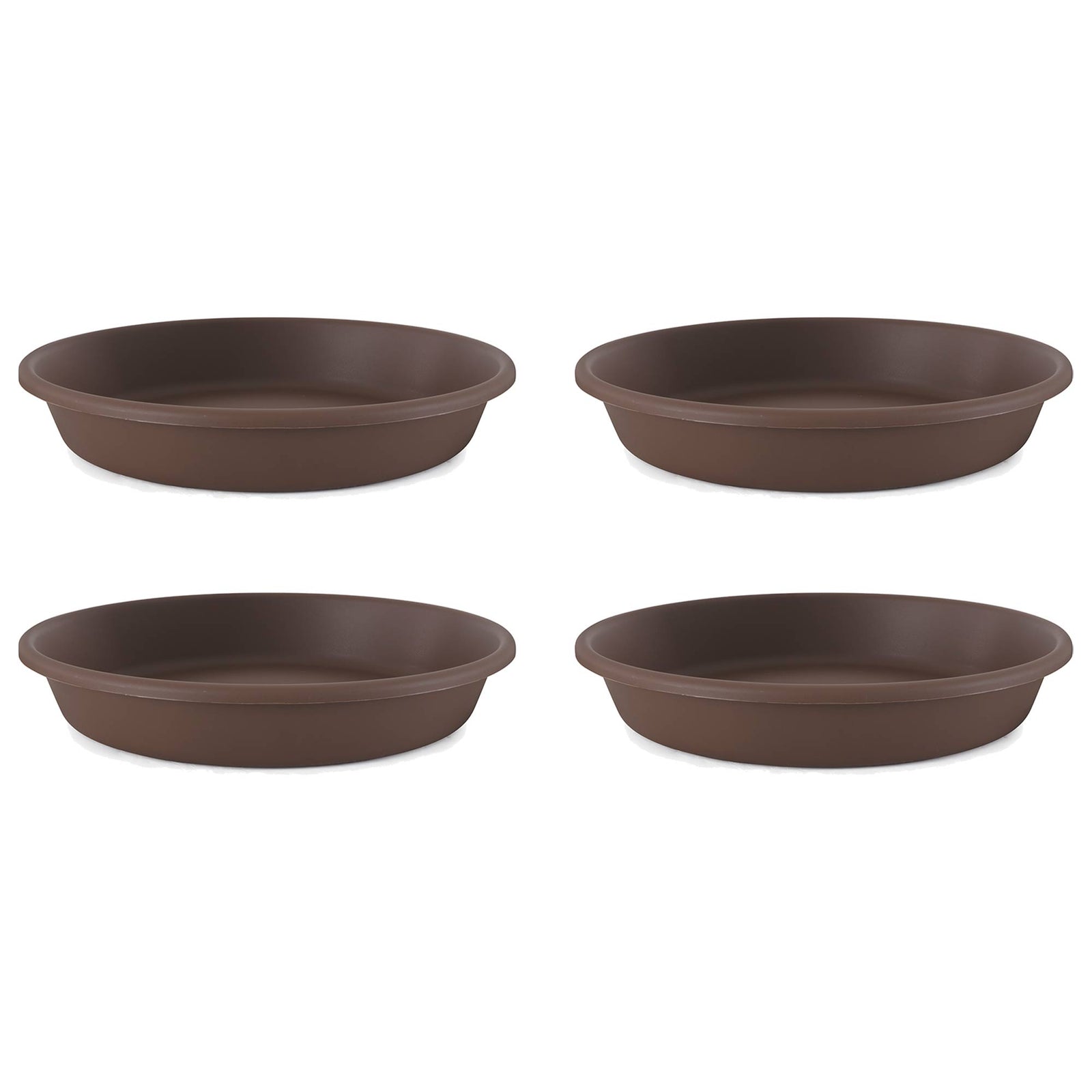 The HC Companies Classic 21" Deep Plastic Round Plant Pot Saucer, Brown (4 Pack) - VMInnovations