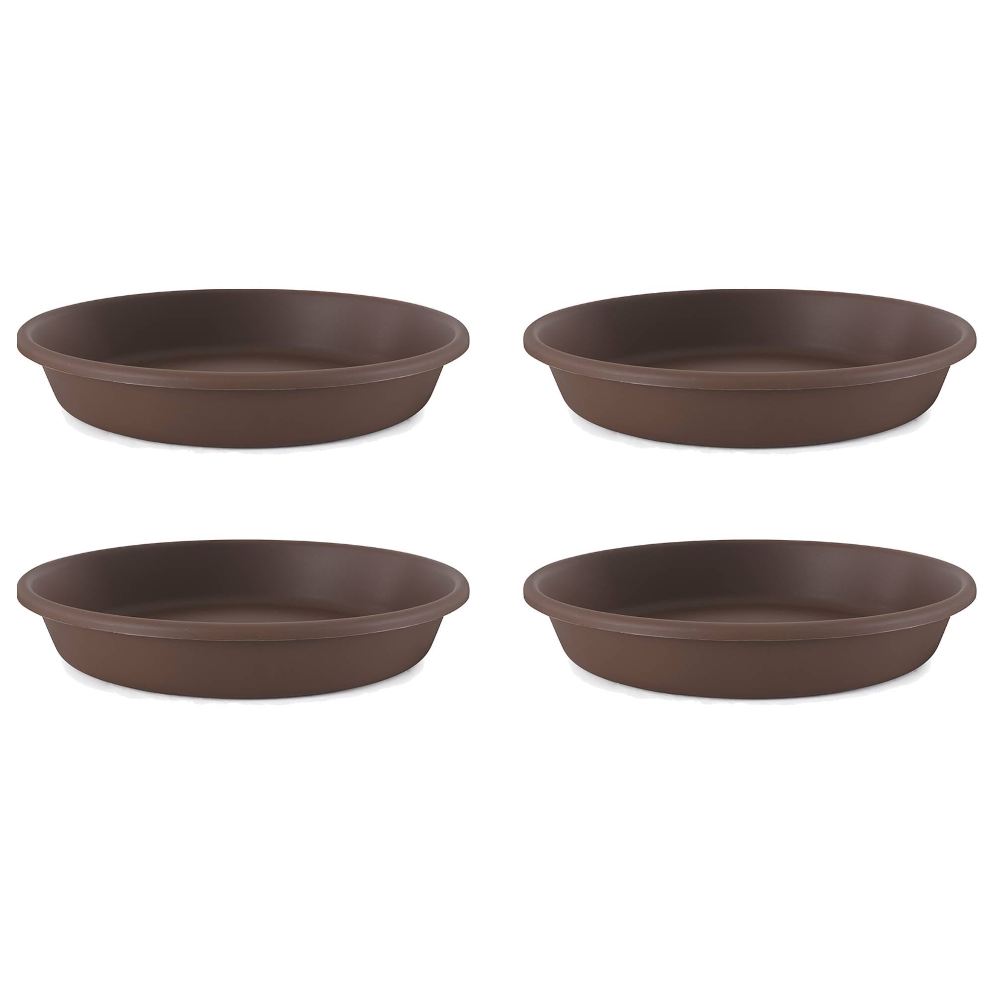 The HC Companies Classic 21" Deep Plastic Round Plant Pot Saucer, Brown (4 Pack) - VMInnovations