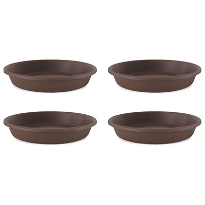 The HC Companies Classic 21" Deep Plastic Round Plant Pot Saucer, Brown (4 Pack) - VMInnovations