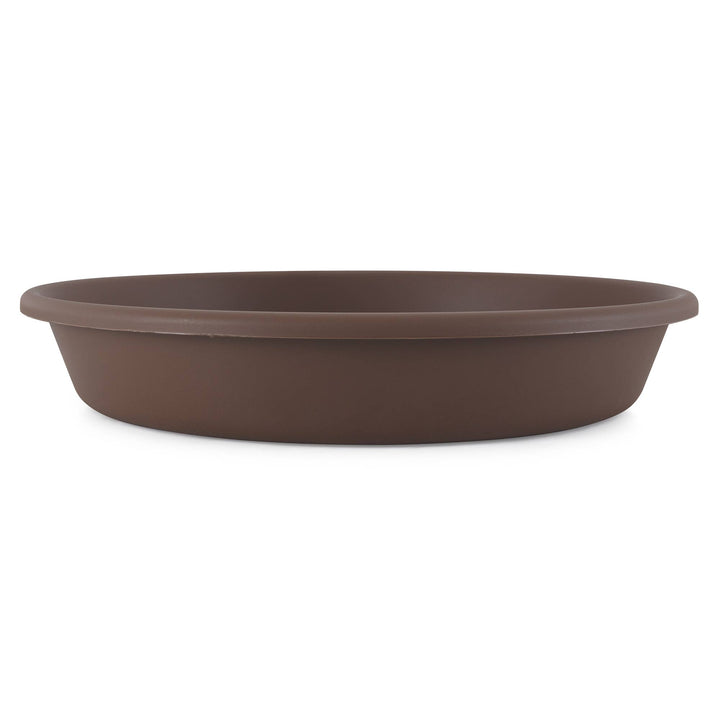 The HC Companies Classic 21" Deep Plastic Round Plant Pot Saucer, Brown (4 Pack)