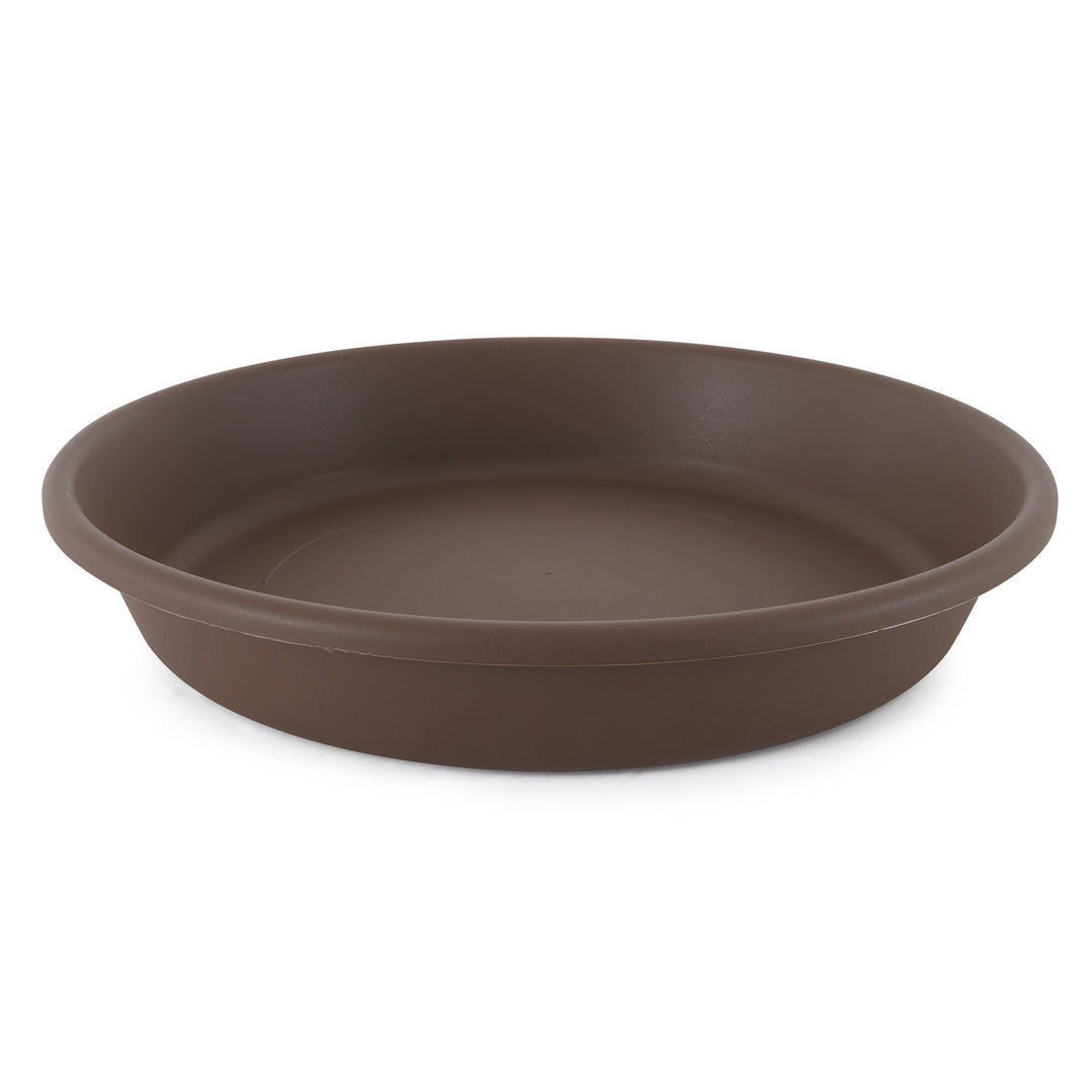 The HC Companies Classic 21" Deep Plastic Round Plant Pot Saucer, Brown (4 Pack)