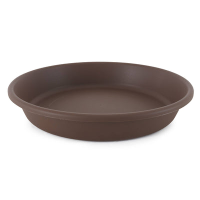The HC Companies Classic 21" Deep Plastic Round Plant Pot Saucer, Brown (4 Pack)