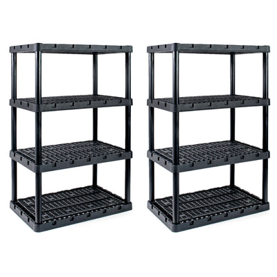 Gracious Living XL 4 Shelf Knect A Shelf Ventilated Storage, Black, 2 Pack - VMInnovations