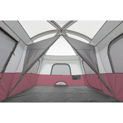 CORE Straight Wall 14 x 10Ft 10 Person Cabin Tent 2 Room & Rainfly, Red (2 Pack)