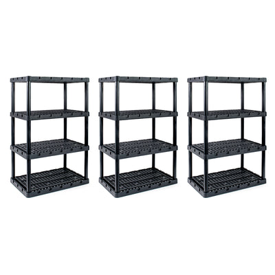 Gracious Living XL 4 Shelf Knect A Shelf Ventilated Storage, Black, 3 Pack
