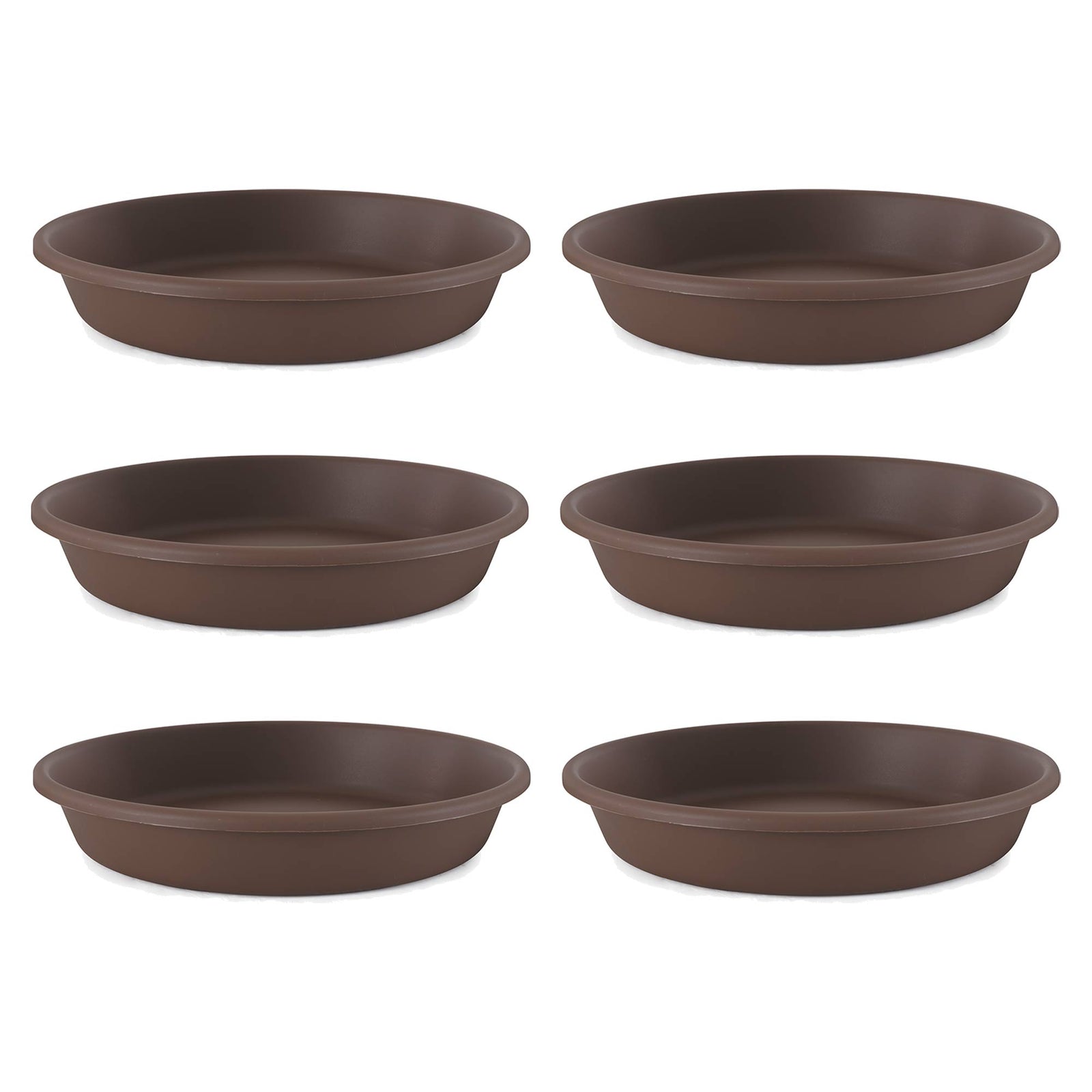 The HC Companies Classic 21" Deep Plastic Round Plant Pot Saucer, Brown (6 Pack) - VMInnovations