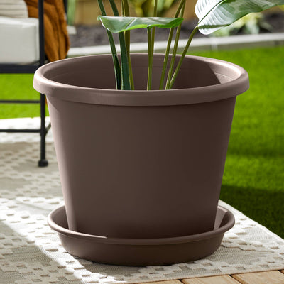 The HC Companies Classic 21" Deep Plastic Round Plant Pot Saucer, Brown (6 Pack) - VMInnovations