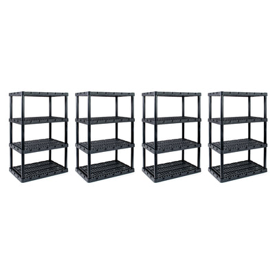 Gracious Living XL 4 Shelf Knect A Shelf Ventilated Storage, Black, 4 Pack