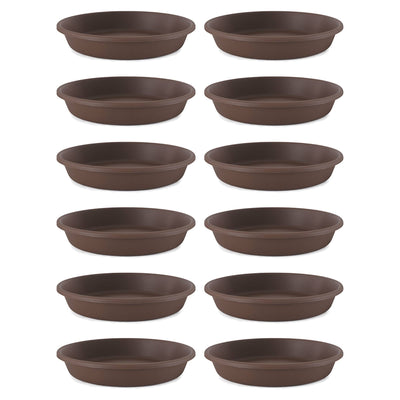 The HC Companies Classic 21" Plastic Round Plant Pot Saucer, Brown (12 Pack)