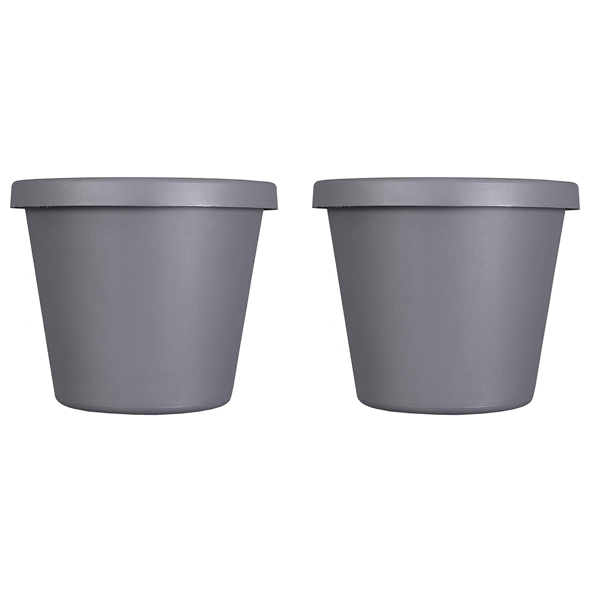 The HC Companies Classic 24 Inch Durable Plastic Pot Planter, Gray (2 Pack)
