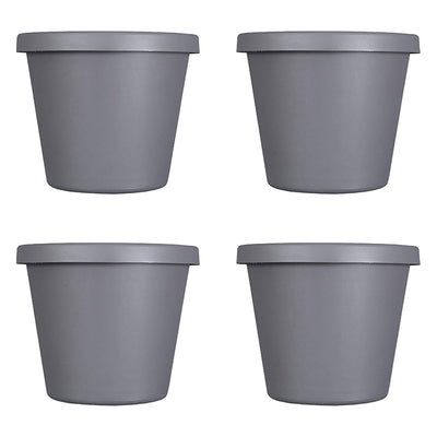 The HC Companies Classic 24 Inch Durable Plastic Pot Planter, Gray (4 Pack) - VMInnovations