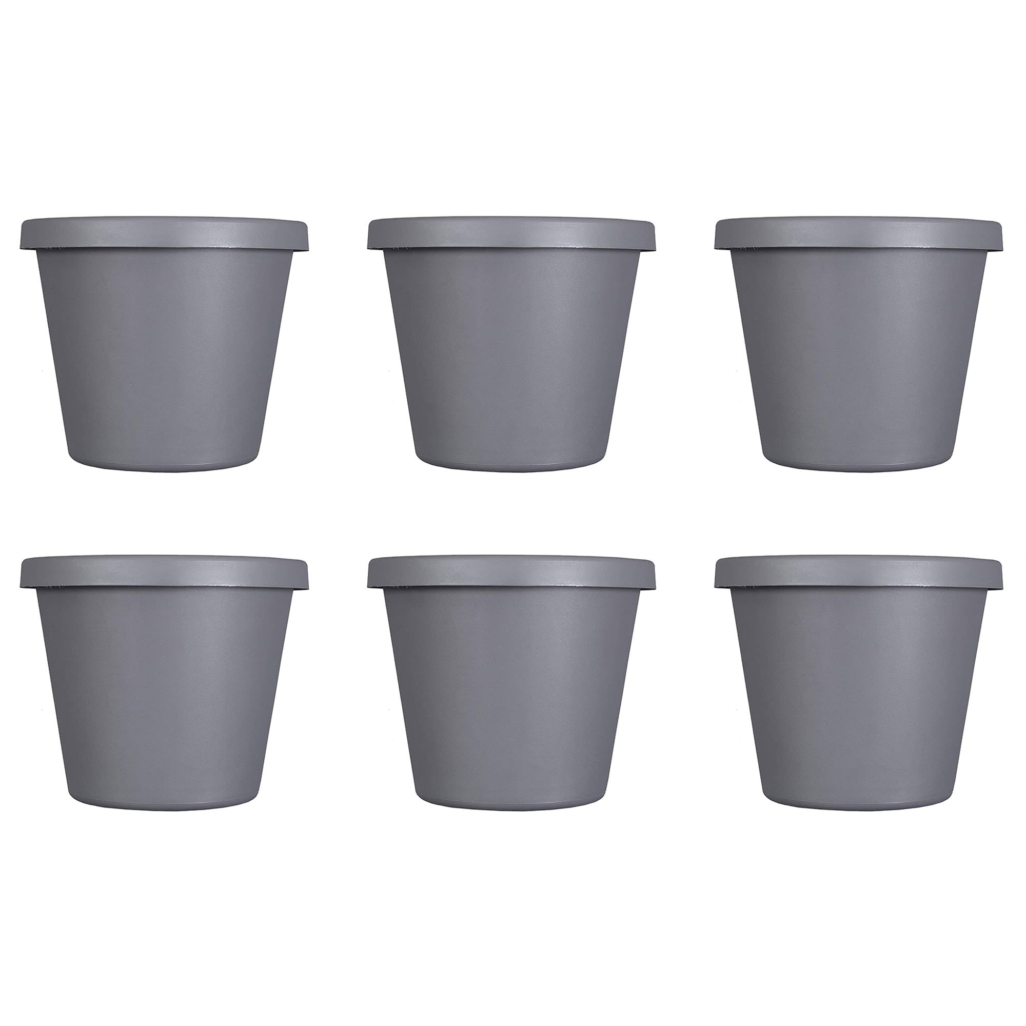 The HC Companies Classic 24 Inch Durable Plastic Pot Planter, Gray (6 Pack) - VMInnovations