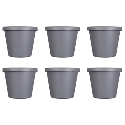 The HC Companies Classic 24 Inch Durable Plastic Pot Planter, Gray (6 Pack) - VMInnovations