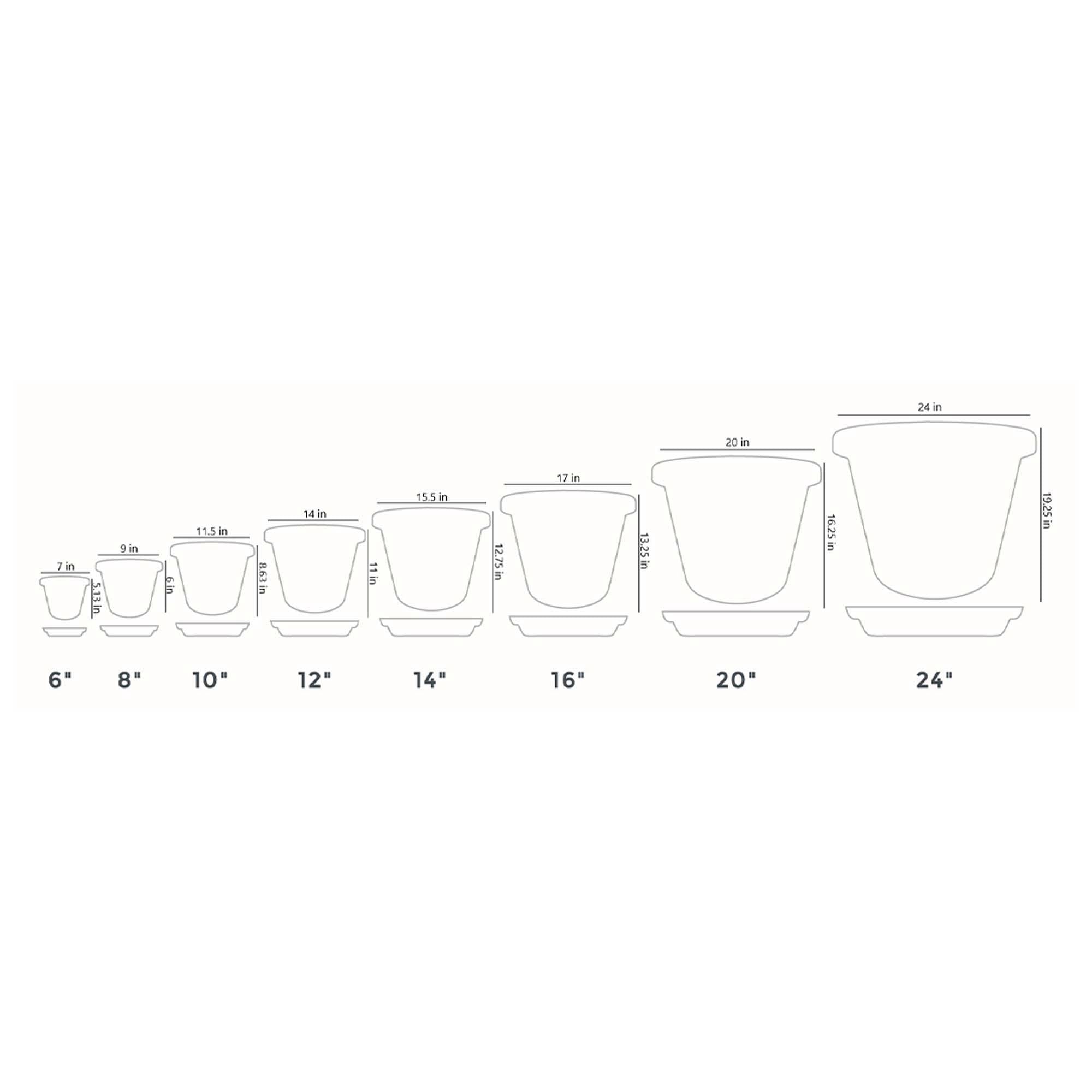 The HC Companies Classic 24 Inch Durable Plastic Pot Planter, Gray (6 Pack) - VMInnovations