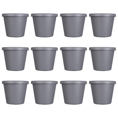 The HC Companies Classic 24 Inch Durable Plastic Pot Planter, Gray (12 Pack) - VMInnovations