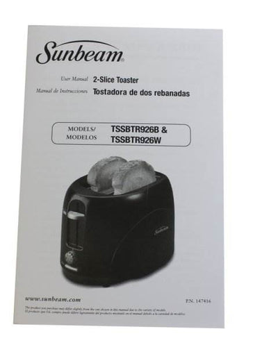 Sunbeam TSSBTR926W 2 Slice Kitchen Compact Electric Toaster Oven (Open Box)