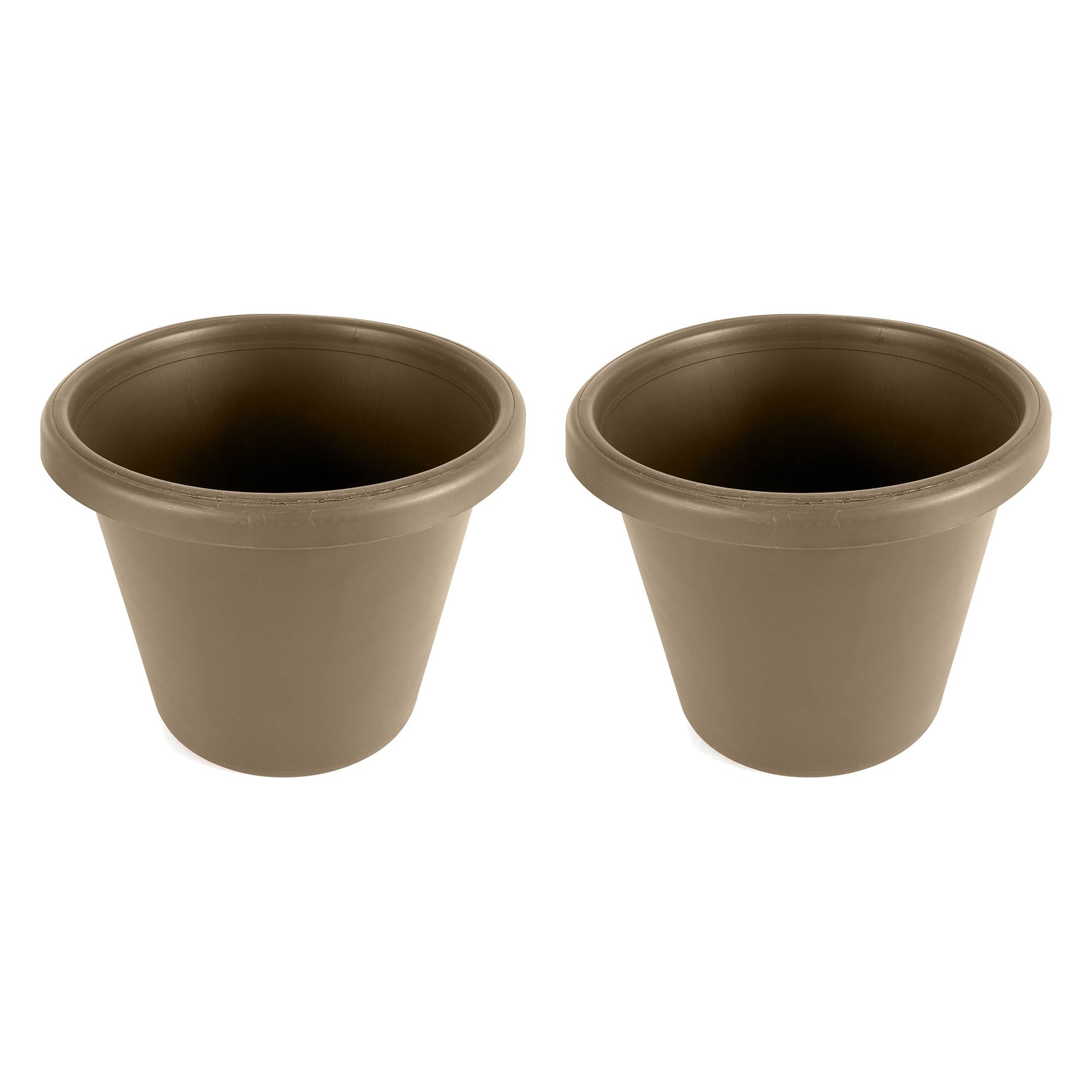 The HC Companies 16 Inch Plastic Classic Flower Pot Planter, Beige (2 Pack)