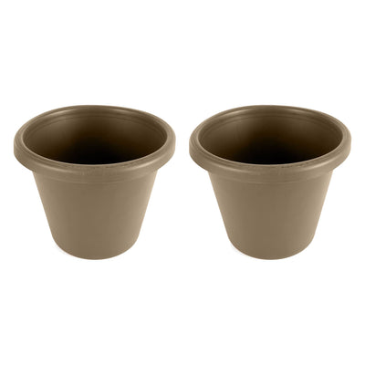 The HC Companies 16 Inch Plastic Classic Flower Pot Planter, Beige (2 Pack)