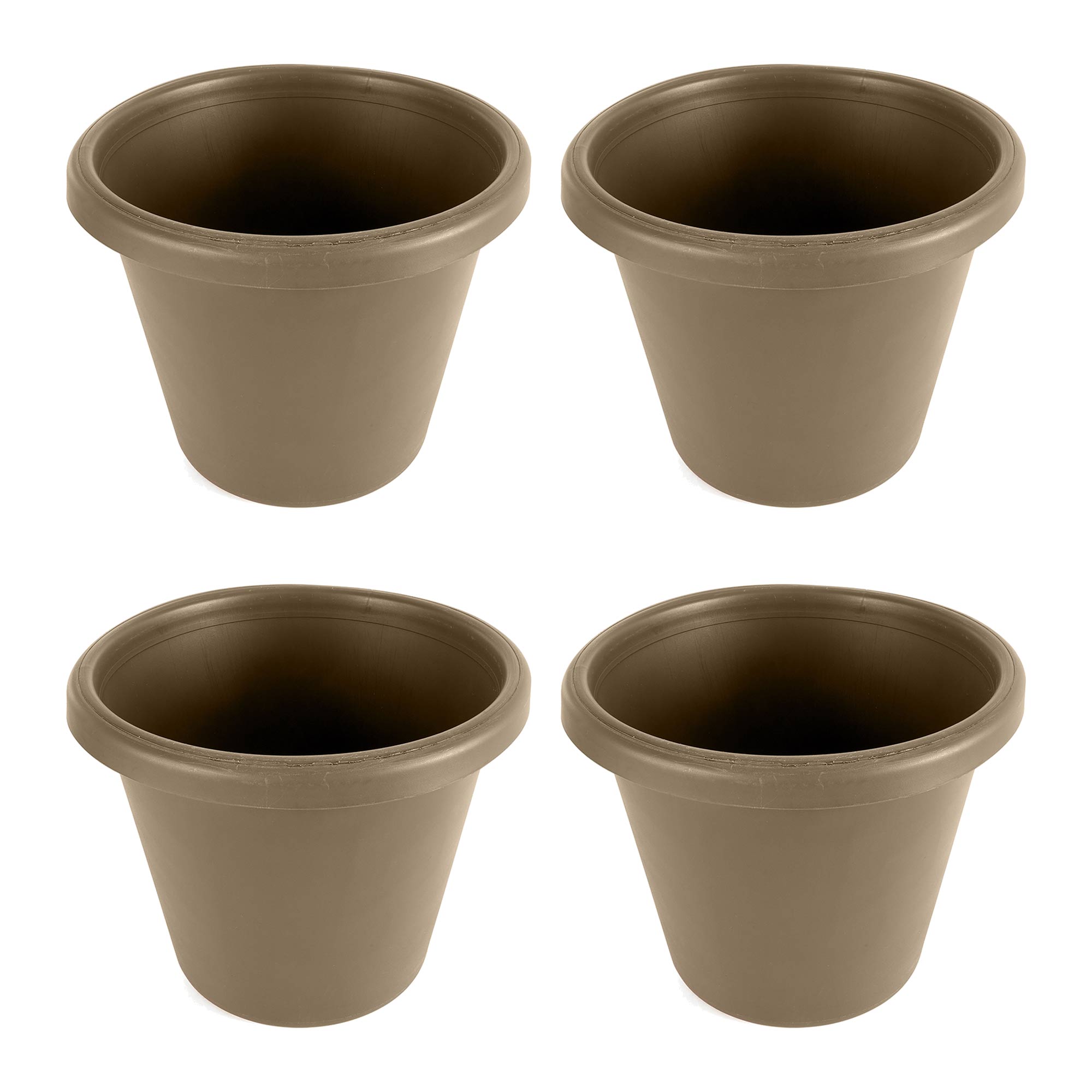 The HC Companies 16 Inch Plastic Classic Flower Pot Planter, Beige (4 Pack) - VMInnovations