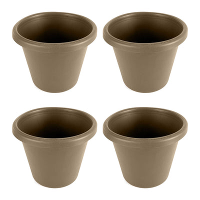 The HC Companies 16 Inch Plastic Classic Flower Pot Planter, Beige (4 Pack) - VMInnovations