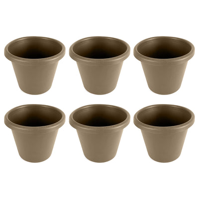 The HC Companies 16 Inch Plastic Classic Flower Pot Planter, Beige (6 Pack)