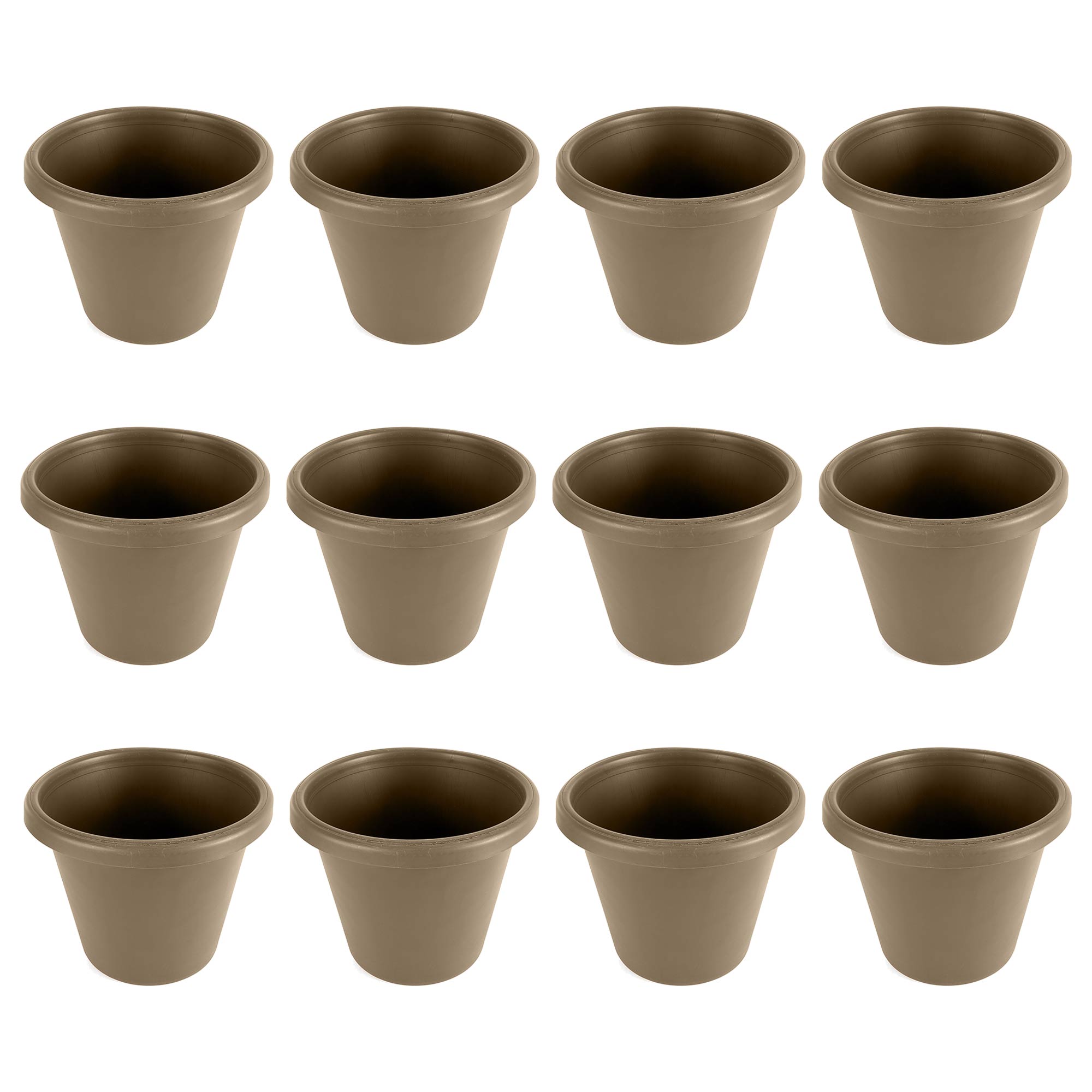 The HC Companies 16 Inch Plastic Classic Flower Pot Planter, Beige (12 Pack)