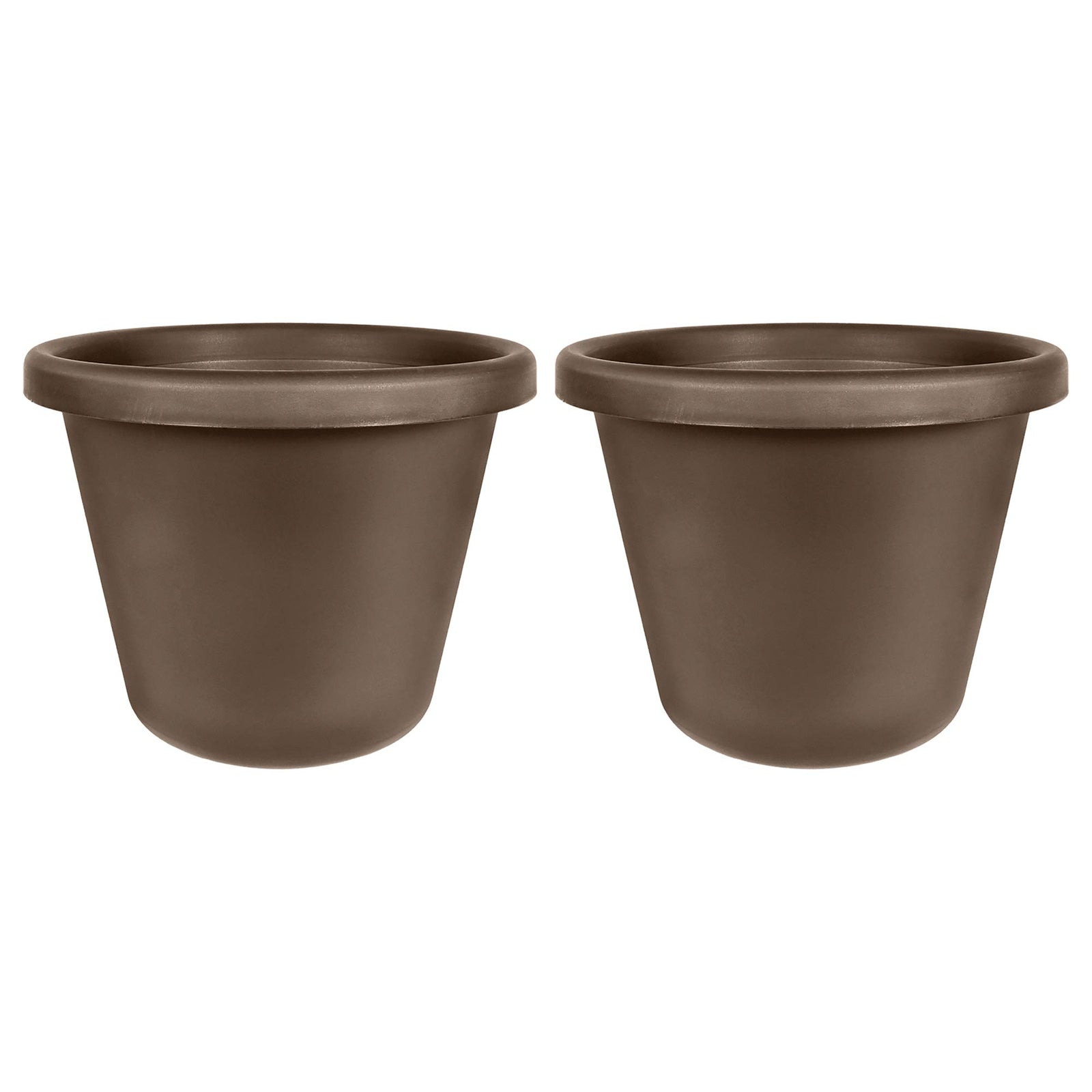 The HC Companies 24 Inch Plastic Classic Flower Pot Planter, Brown (2 Pack) - VMInnovations