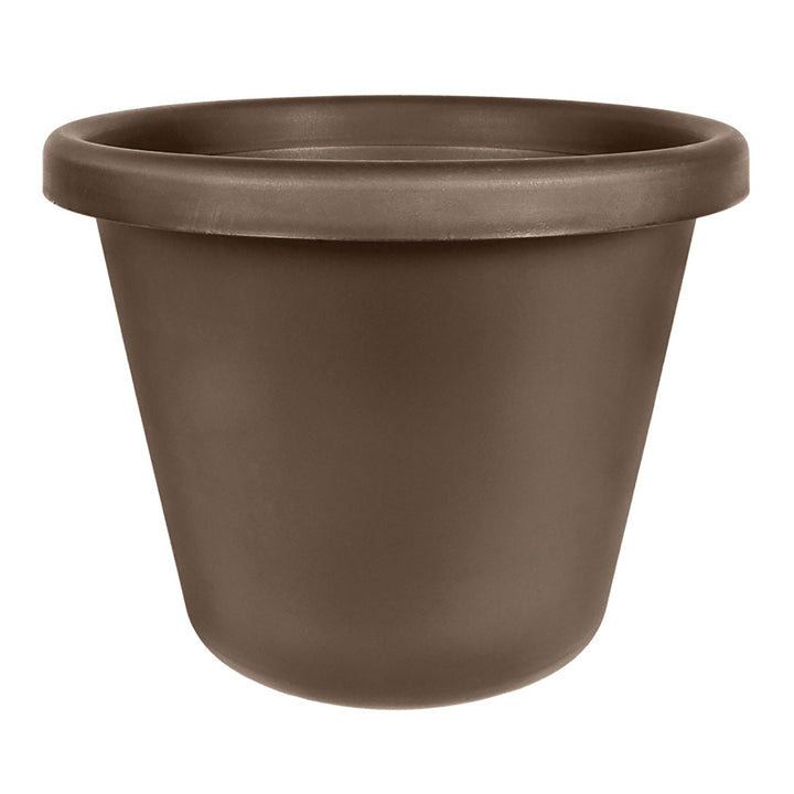 The HC Companies 24 Inch Plastic Classic Flower Pot Planter, Brown (2 Pack)