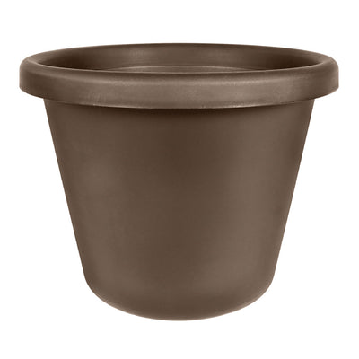 The HC Companies 24 Inch Plastic Classic Flower Pot Planter, Brown (2 Pack)