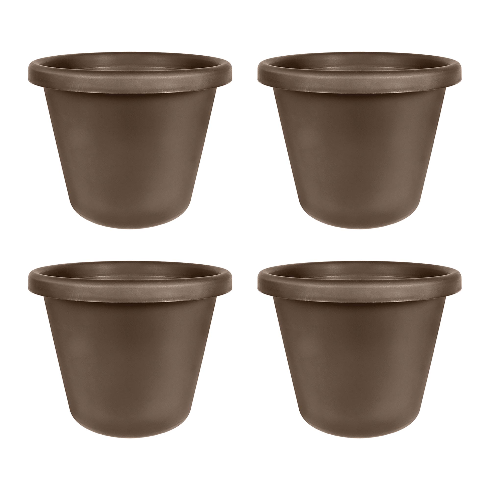 The HC Companies 24 Inch Plastic Classic Flower Pot Planter, Brown (4 Pack) - VMInnovations