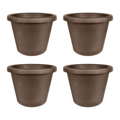 The HC Companies 24 Inch Plastic Classic Flower Pot Planter, Brown (4 Pack) - VMInnovations