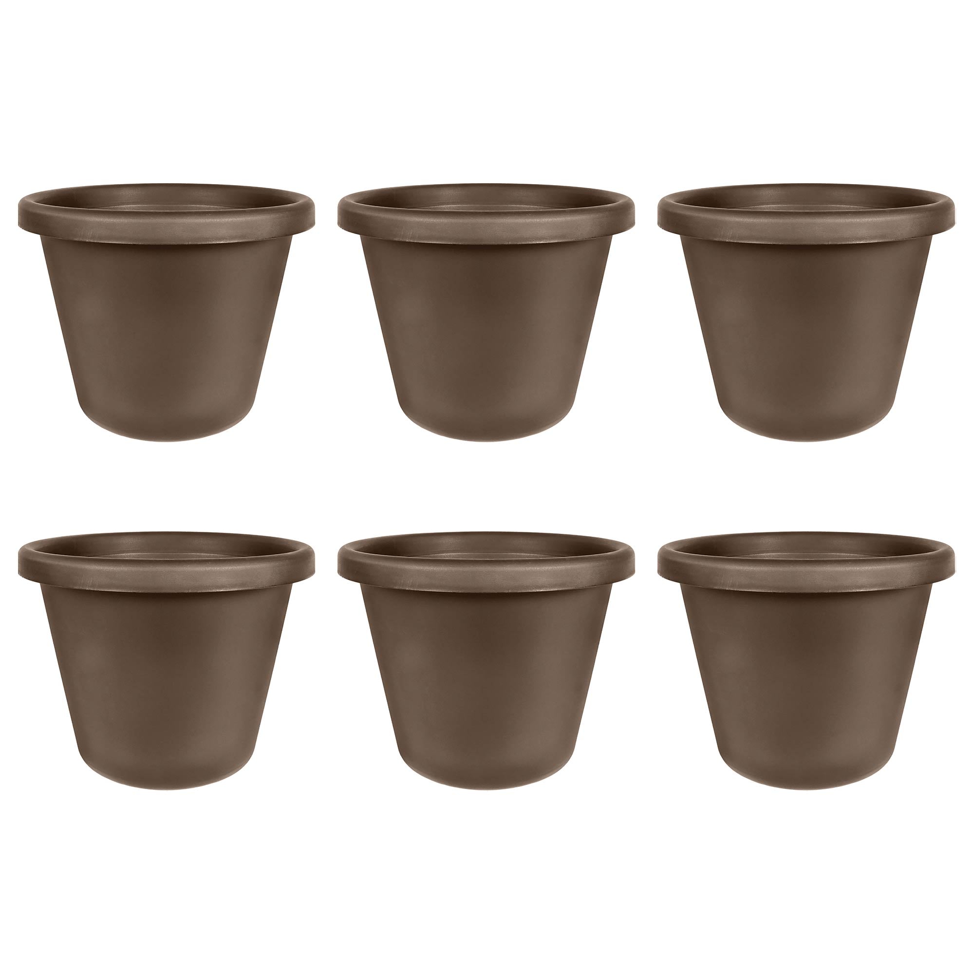 The HC Companies 24 Inch Plastic Classic Flower Pot Planter, Brown (6 Pack) - VMInnovations