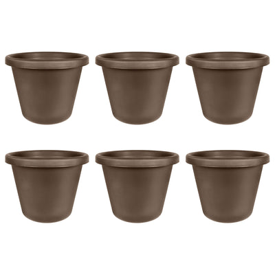 The HC Companies 24 Inch Plastic Classic Flower Pot Planter, Brown (6 Pack) - VMInnovations
