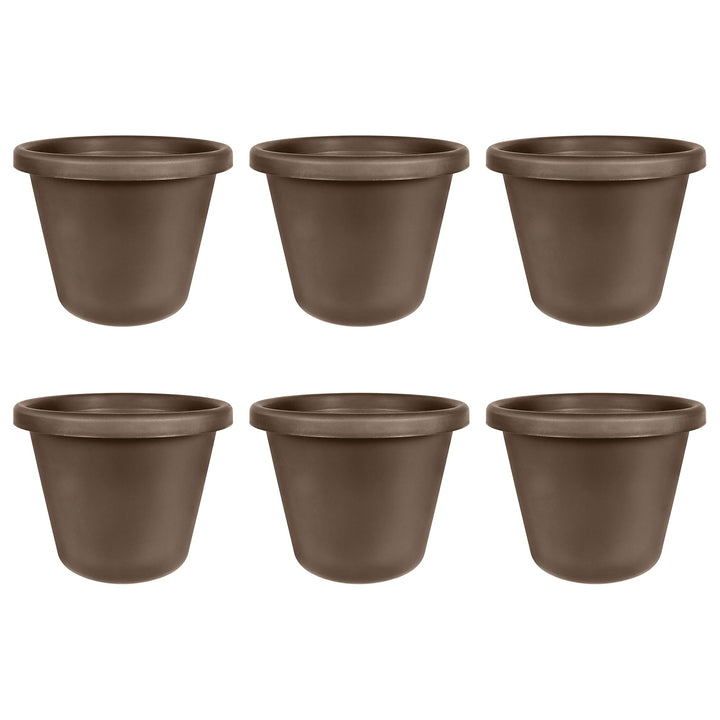 The HC Companies 24 Inch Plastic Classic Flower Pot Planter, Brown (6 Pack)