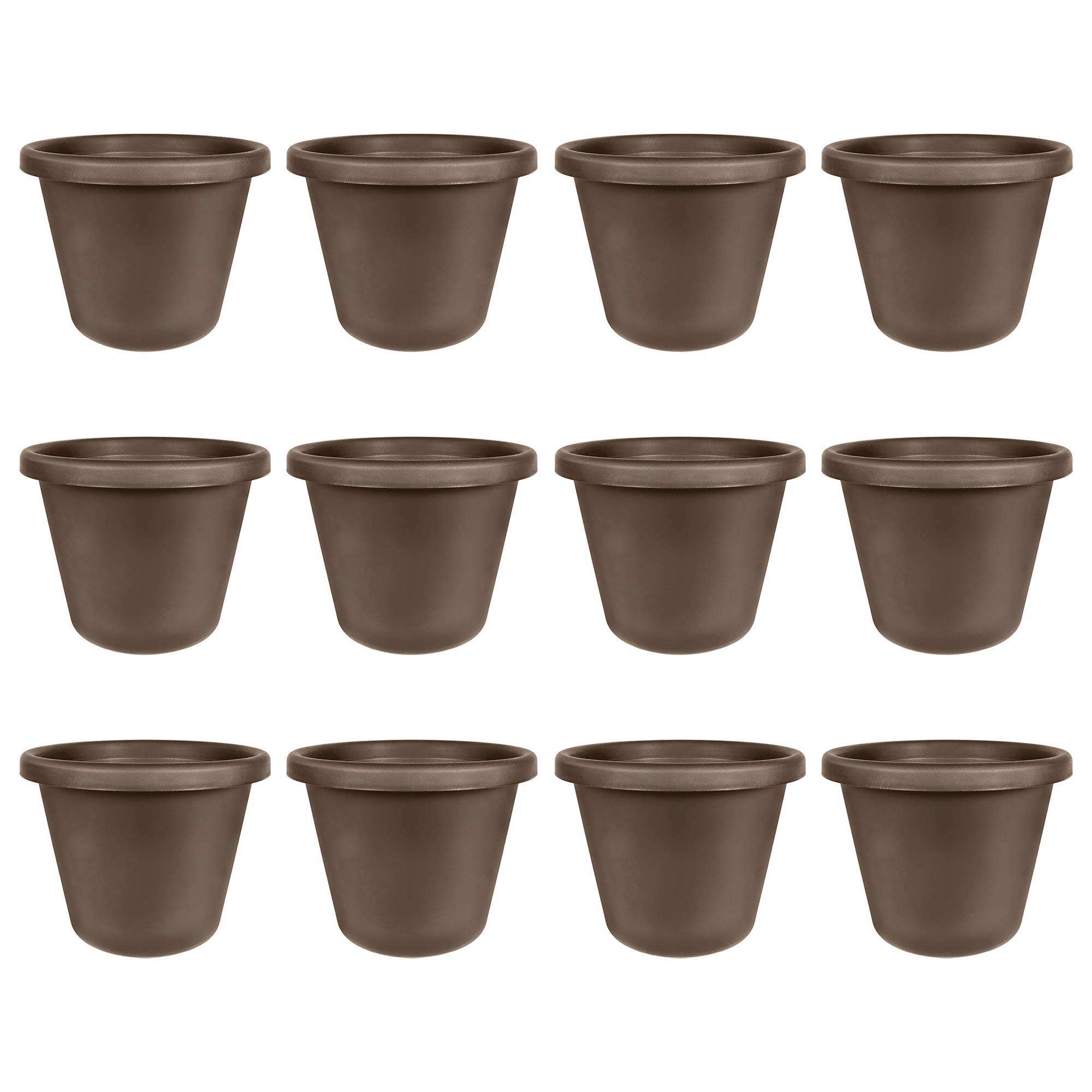 The HC Companies 24 Inch Plastic Classic Flower Pot Planter, Brown (12 Pack) - VMInnovations