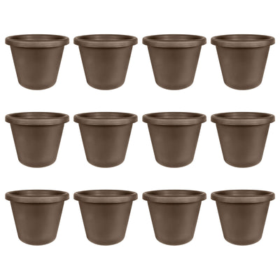 The HC Companies 24 Inch Plastic Classic Flower Pot Planter, Brown (12 Pack) - VMInnovations