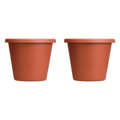 The HC Companies 12 In Plastic Classic Flower Pot Planter, Terra Cotta (2 Pack) - VMInnovations