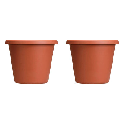 The HC Companies 12 In Plastic Classic Flower Pot Planter, Terra Cotta (2 Pack)