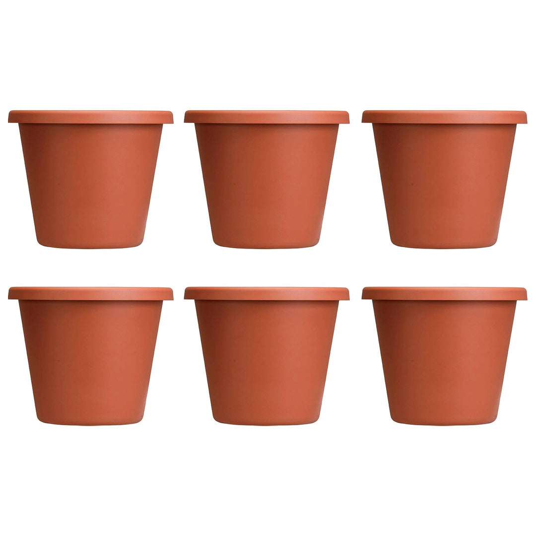 The HC Companies 12 In Plastic Classic Flower Pot Planter, Terra Cotta (6 Pack)