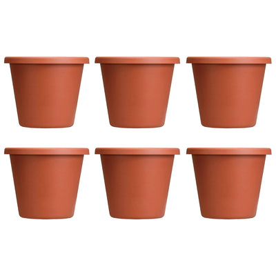 The HC Companies 12 In Plastic Classic Flower Pot Planter, Terra Cotta (6 Pack) - VMInnovations
