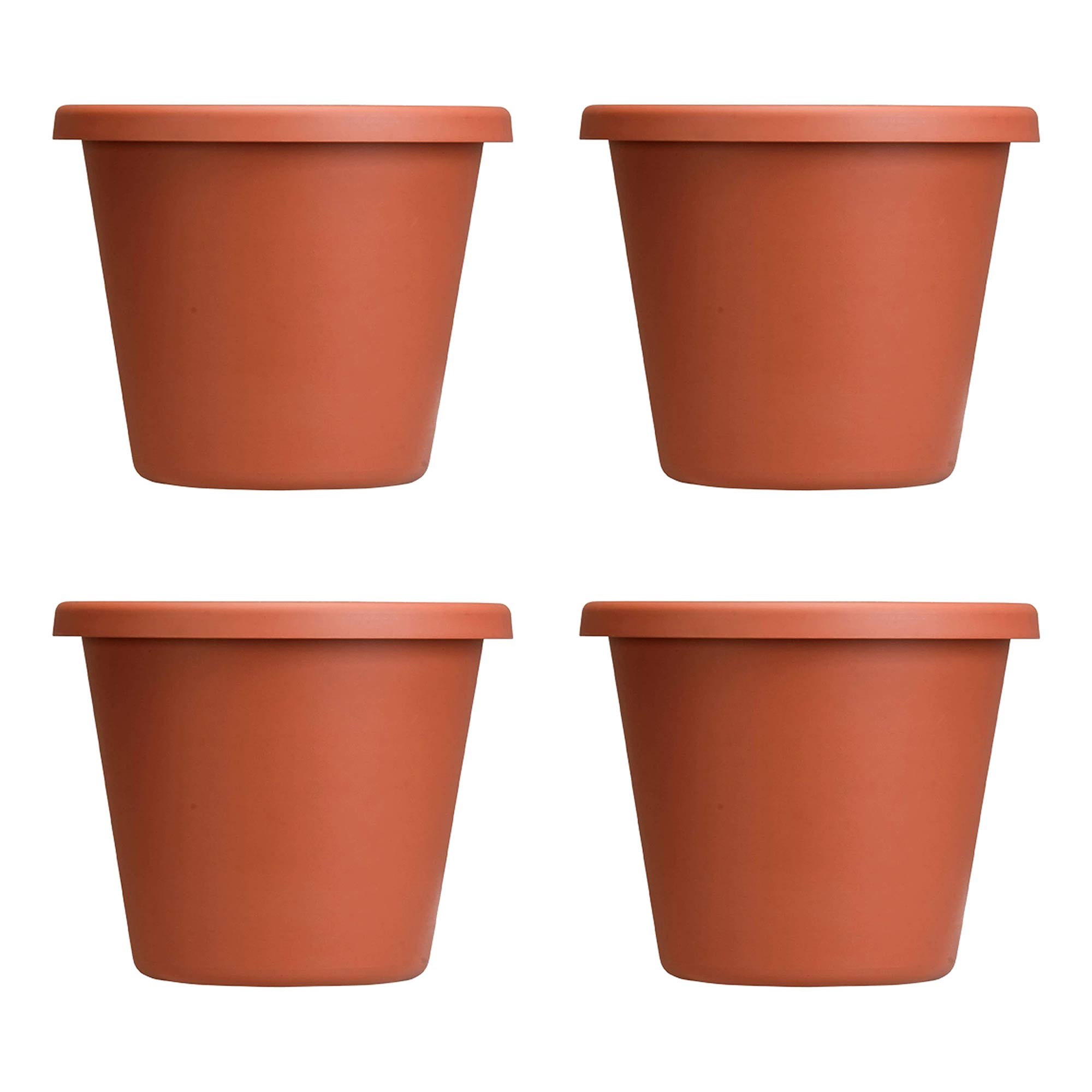 The HC Companies 12 In Plastic Classic Flower Pot Planter, Terra Cotta (4 Pack) - VMInnovations
