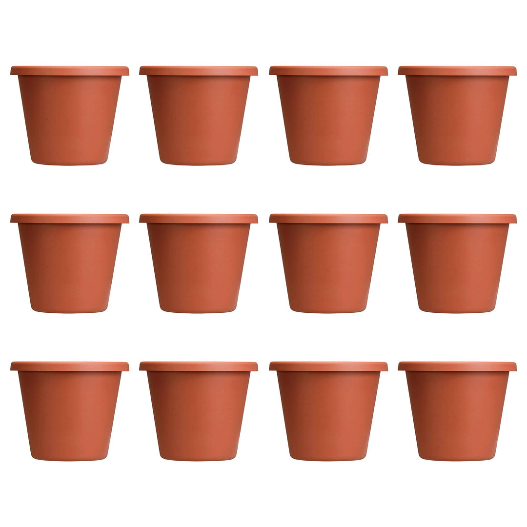 The HC Companies 12 In Plastic Classic Flower Pot Planter, Terra Cotta (12 Pack)