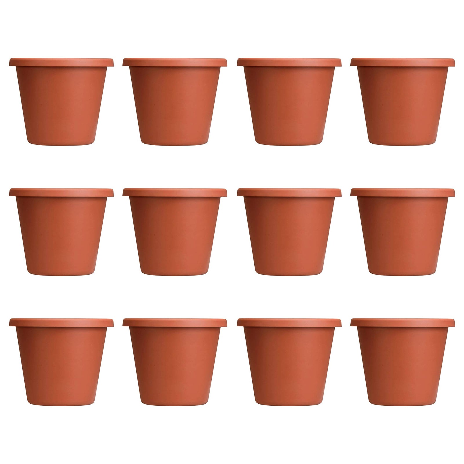 The HC Companies 12 In Plastic Classic Flower Pot Planter, Terra Cotta (12 Pack) - VMInnovations