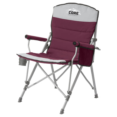 CORE 300 Pound Capacity Padded Hard Arm Chair with Carry Bag, Wine (Used)